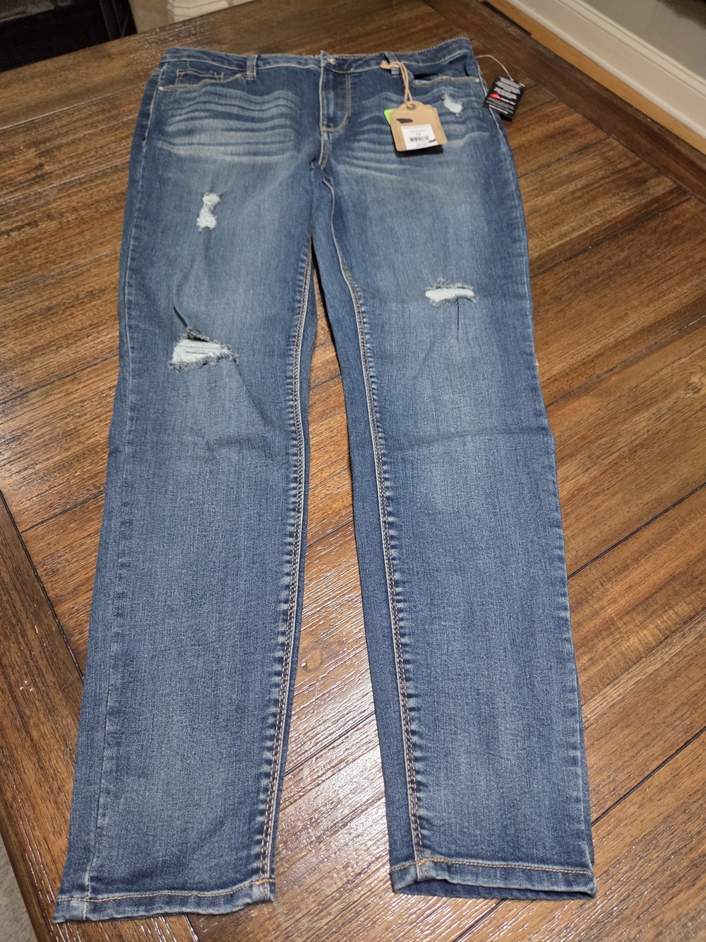 True Craft Jrs Mid Rise Skinny Distressed Jeans - Faded Blue